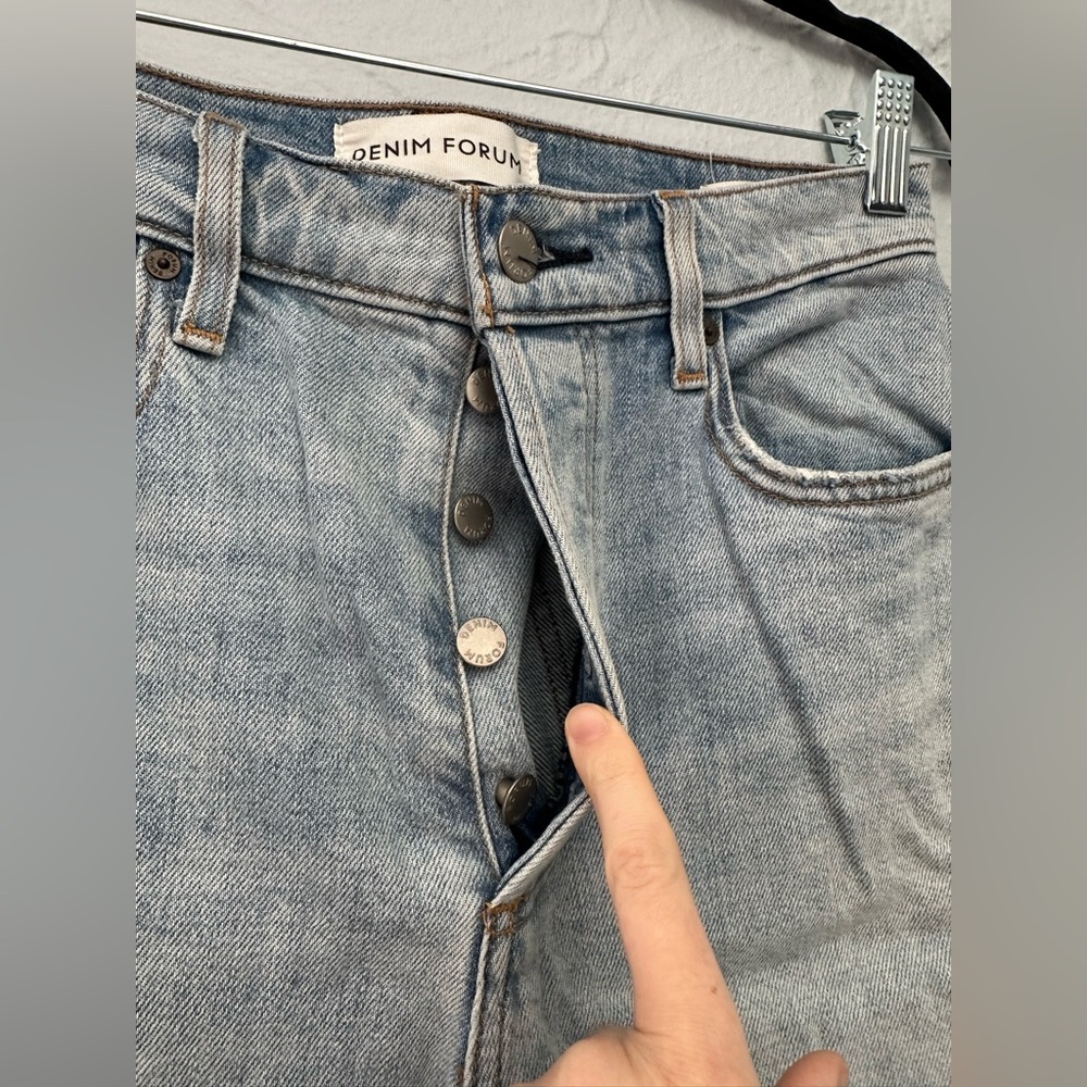 Denim Forum The Arlo High Rise Straight Light Wash Jeans - Picture 3 of 7